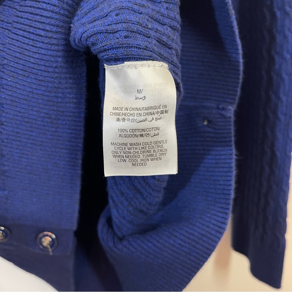 Karen Scott Navy Blue Cable Knit Sweater Women’s Size Medium 100% Cotton - Picture 7 of 13